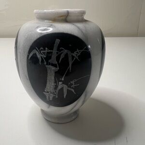 Handcrafted Black and White Marble Effect Ceramic Vase